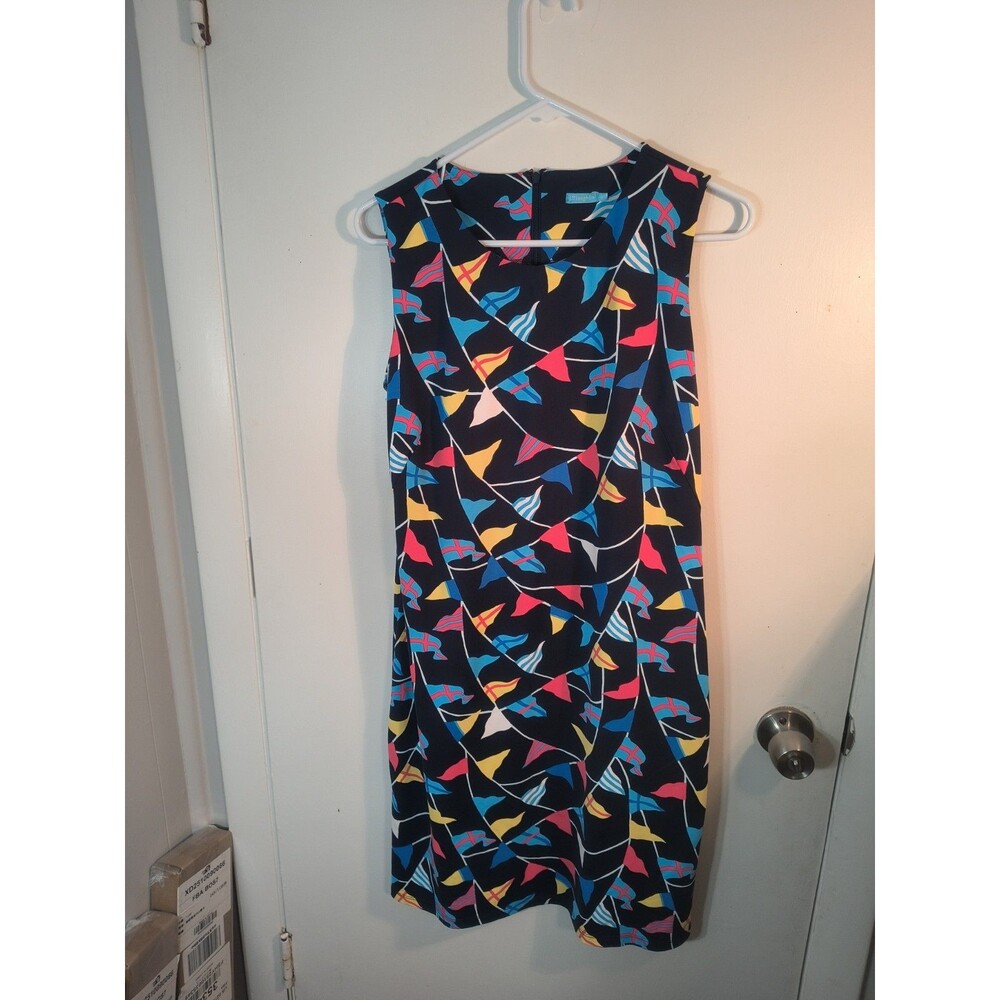 J.McLaughlin Catalina Cloth Nautical Signal Flag Sleeveless Sheath Dress M Navy